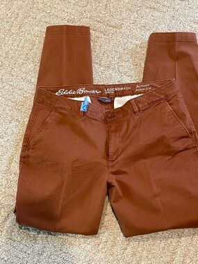 Eddie Bauer Legend Wash Boyfriend Mid rise Pants Women’s Sz 10 Slim Brown Copper